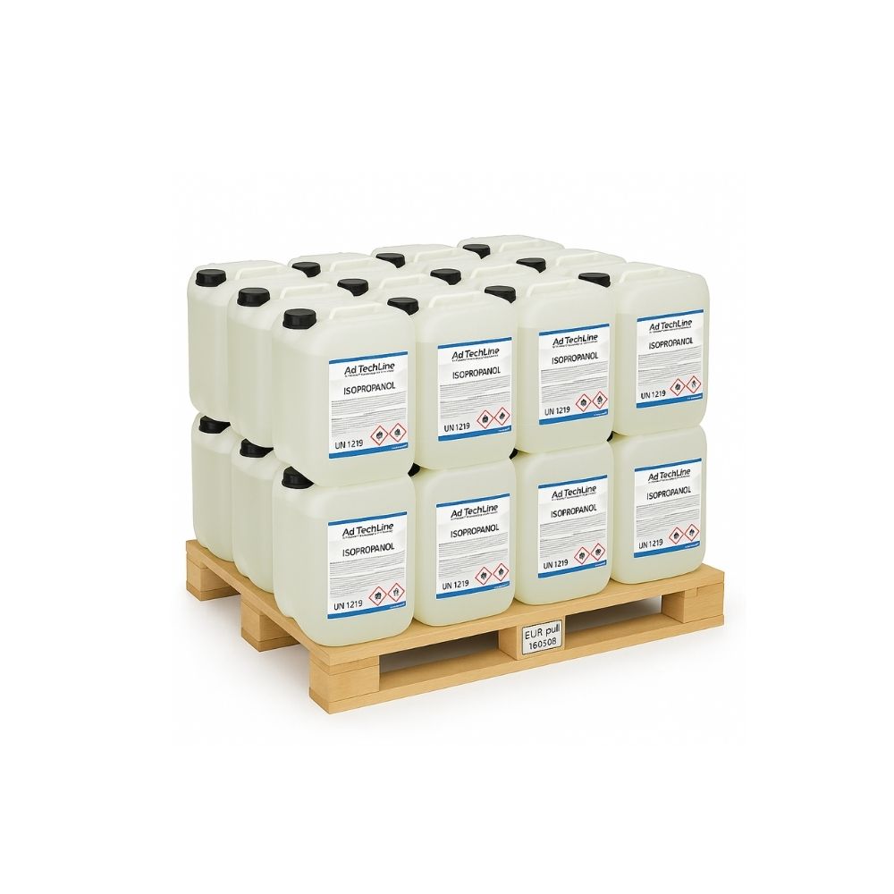 Isopropanol 24x25 L helpall med gratis frakt, 99,5% renhet för elektronik- och mekanisk rengöring.