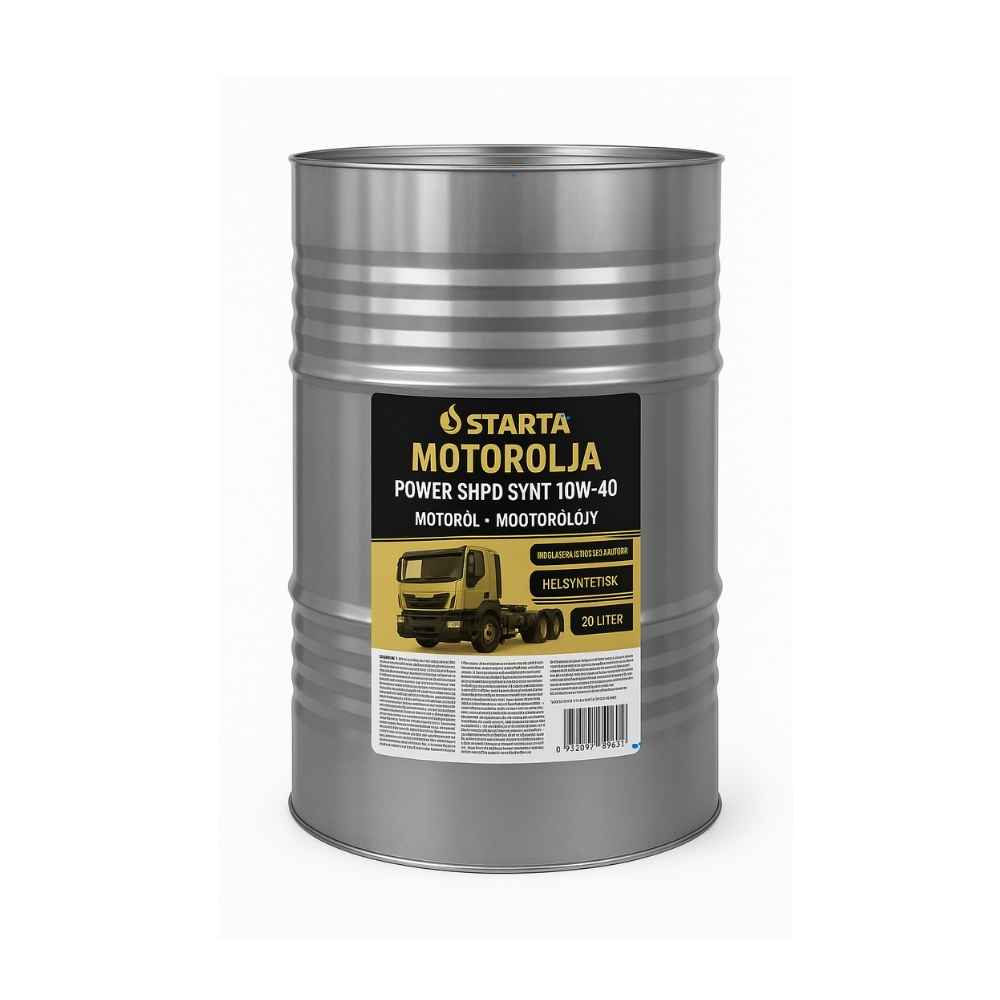 STARTA Motorolja Power SHPD Synt 10W-40 208L – syntetisk dieselolja i fat för Euro 4–6