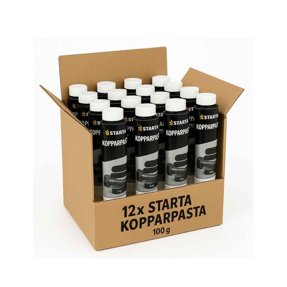 STARTA Kopparpasta 12-pack – högtemperatur smörjmedel för gängor och bromsdetaljer
