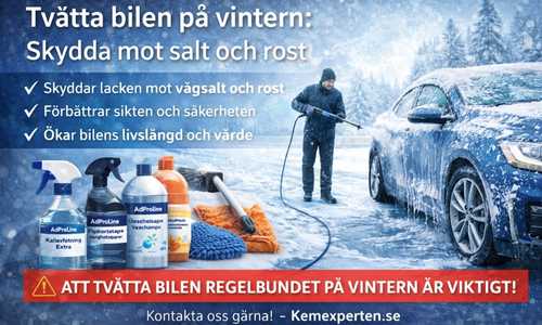 Biltvätt utomhus på vintern med högtryckstvätt.