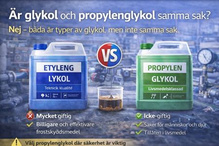 Jämförelse mellan propylenglykol och etylenglykol.