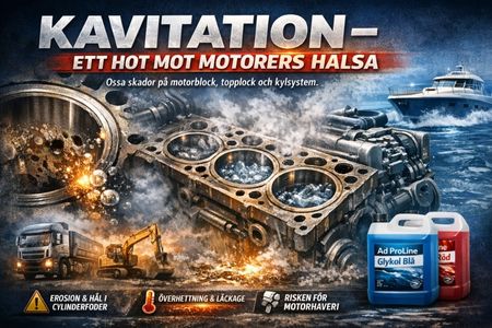 Kavitation i motorer – hur ångbubblor skadar kylsystemet och hur rätt glykol skyddar.