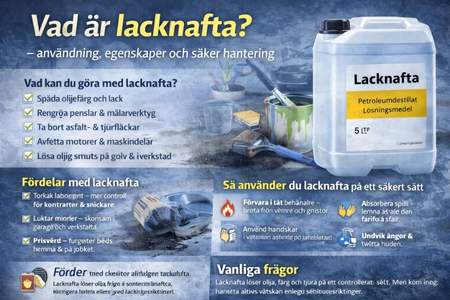 Lacknafta som lösningsmedel för rengöring och målning i verkstad.