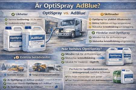 OptiSpray AdBlue med tillsats som minskar kristallisering i SCR-system.
