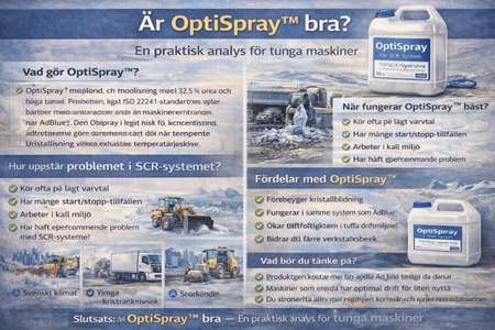OptiSpray för tunga maskiner som minskar kristallbildning i SCR-system.
