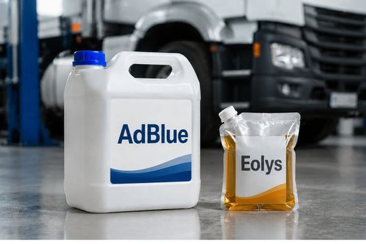 AdBlue och Eolys är två olika vätskor för dieselbilens avgasrening.