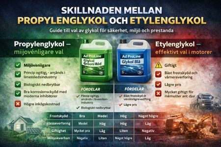 Skillnaden mellan propylenglykol och etylenglykol – miljövänligt alternativ kontra högpresterande motorfrostskydd