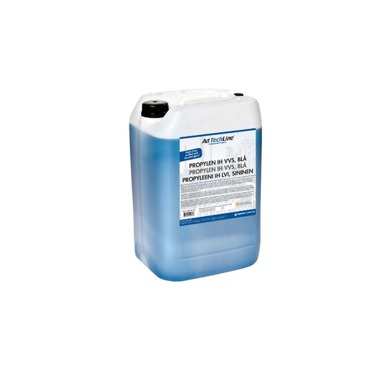 AdTechLine® Propylen IH VVS Blå 25L: Miljövänlig kylarvätska med frys- och korrosionsskydd."