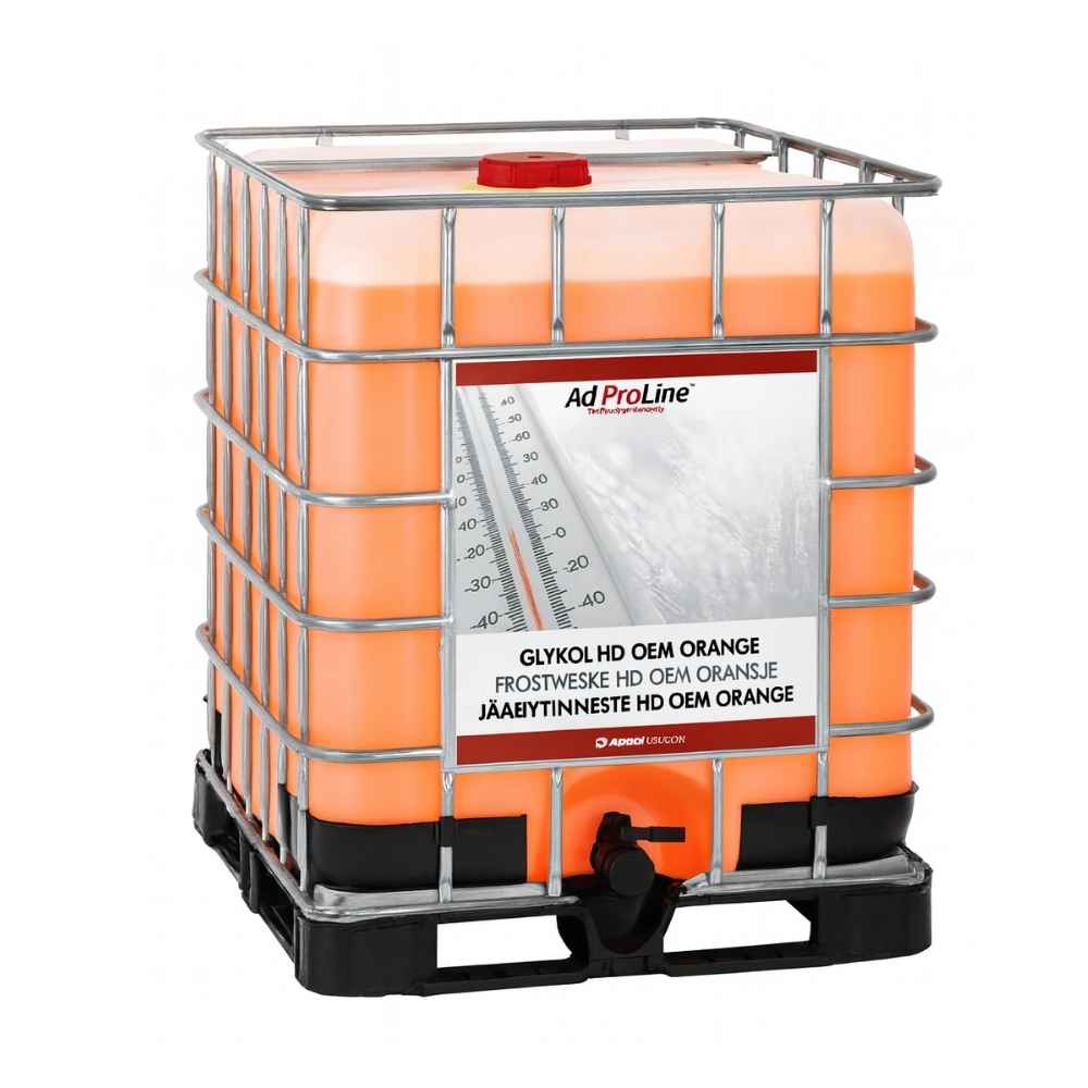 AdProLine® Glykol HD OEM Orange 1000 Liter IBC, longlife skydd för personbilar och tunga fordon.