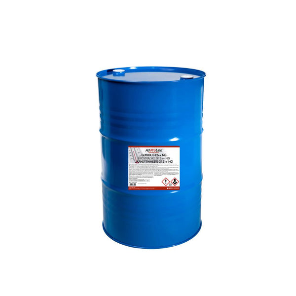 AdProLine® Glykol G12++ NG 210 liter longlife-glykol i röd färg, idealisk för moderna motorer och elbilar.