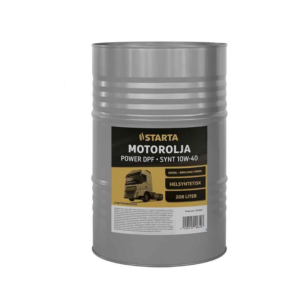 STARTA Motorolja Power DPF+ 10W-40 208L – helsyntetisk dieselmotorolja i fat för fordon med partikelfilter