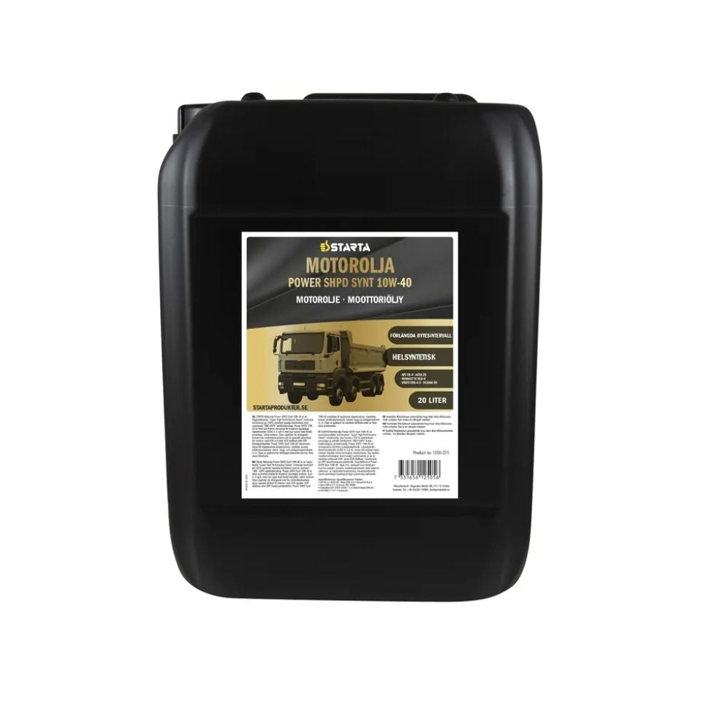 STARTA Motorolja Power SHPD Synt 10W-40 20L – syntetisk dieselmotorolja för Euro 4–6 fordon