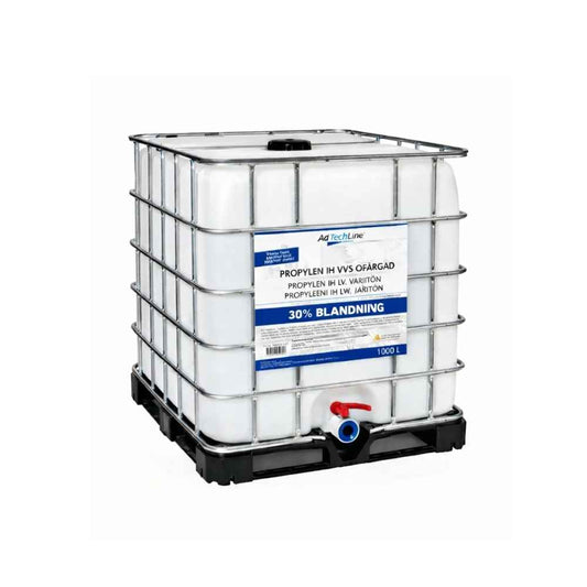 Propylen IH VVS ofärgad 1000 liter färdigblandad 30% – propylenglykol för kyl- och värmesystem