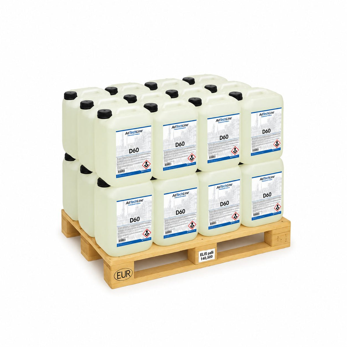 D60 lysfotogen 600 liter – helpall med 24 dunkar à 25 liter på EUR-pall.