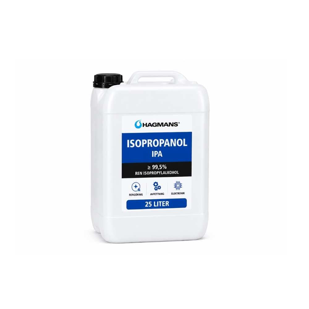 Isopropanol IPA 25L från Hagmans med 99,5% renhet för rengöring och avfettning