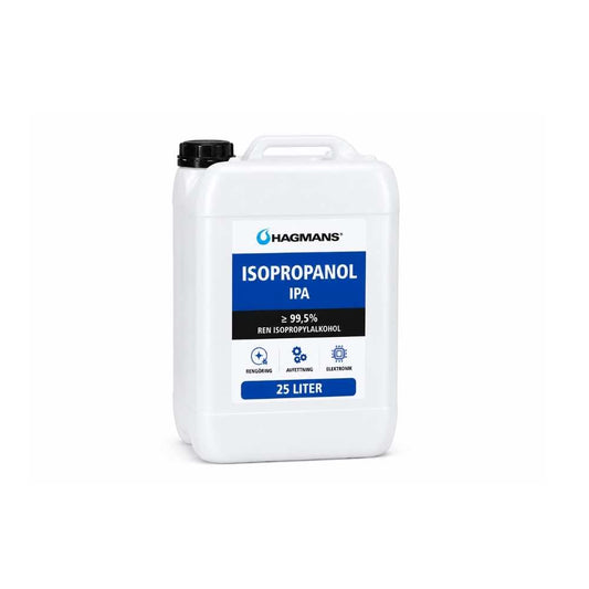Isopropanol IPA 25L från Hagmans med 99,5% renhet för rengöring och avfettning