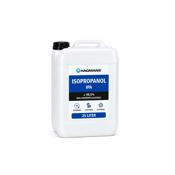 Isopropanol IPA 25L från Hagmans med 99,5% renhet för rengöring och avfettning